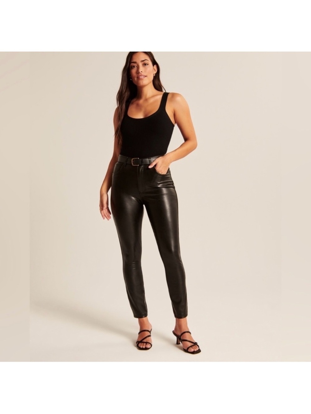 Abercrombie and Fitch Black Vegan Leather size 2 26 short The Skinny High Rise